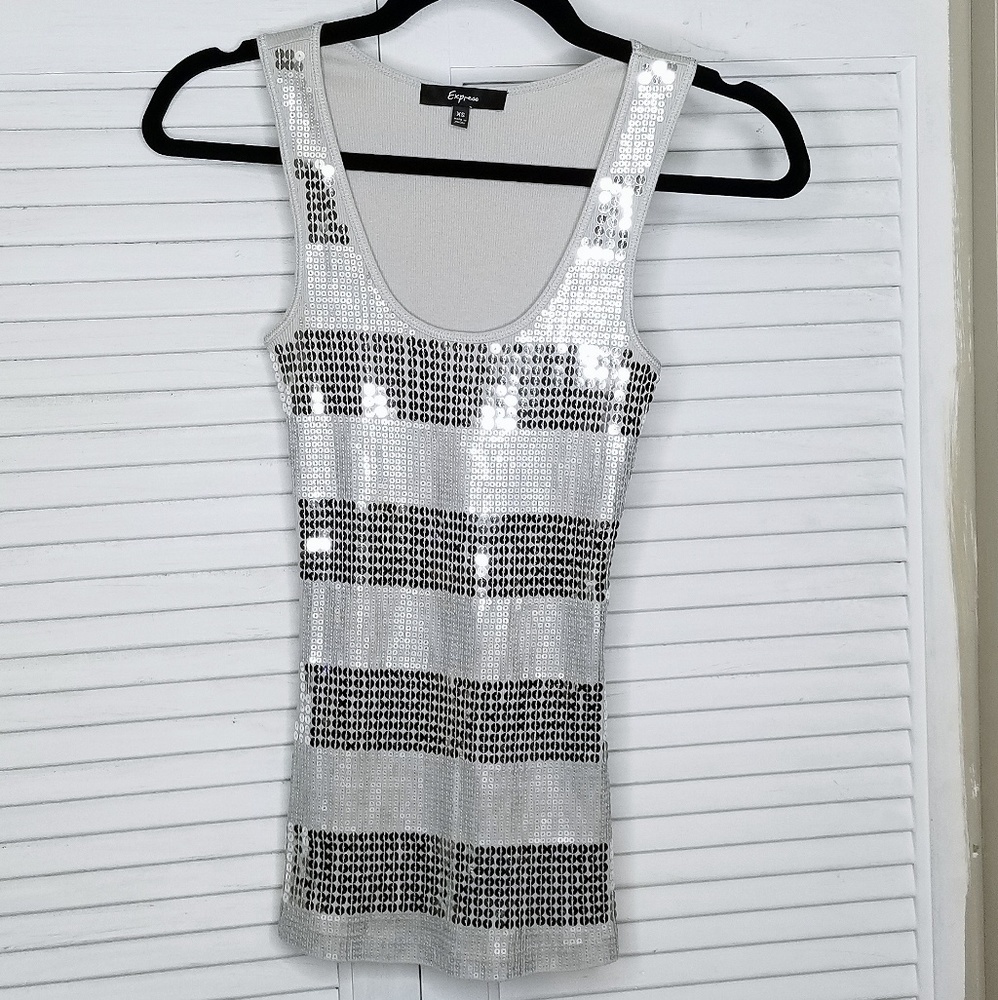 Express Striped Sequin Tank Top